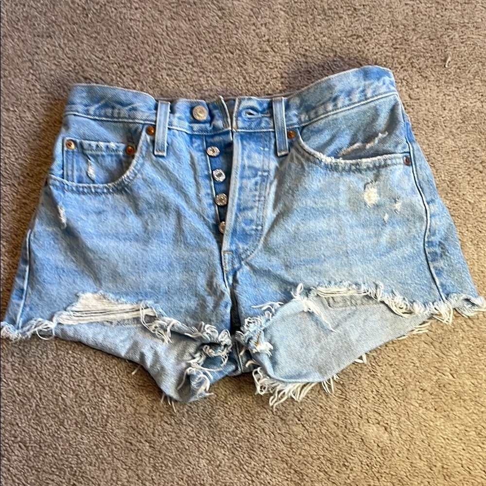 Levi's Blue Distressed Jean Shorts